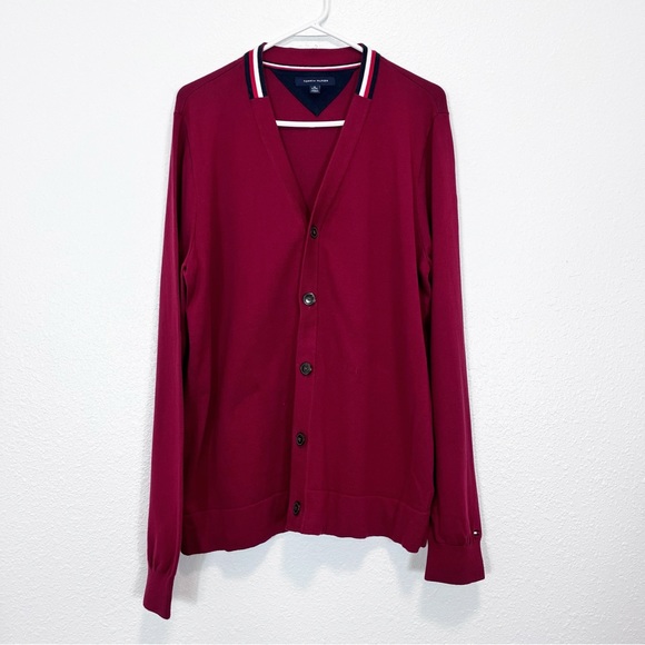 Tommy Hilfiger Adaptive William Magnetic Cardigan Sweater Red Size XL - Picture 1 of 7